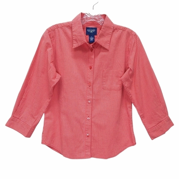 Galyan's Women's Red Gingham Button Front Shirt - Picture 2 of 6